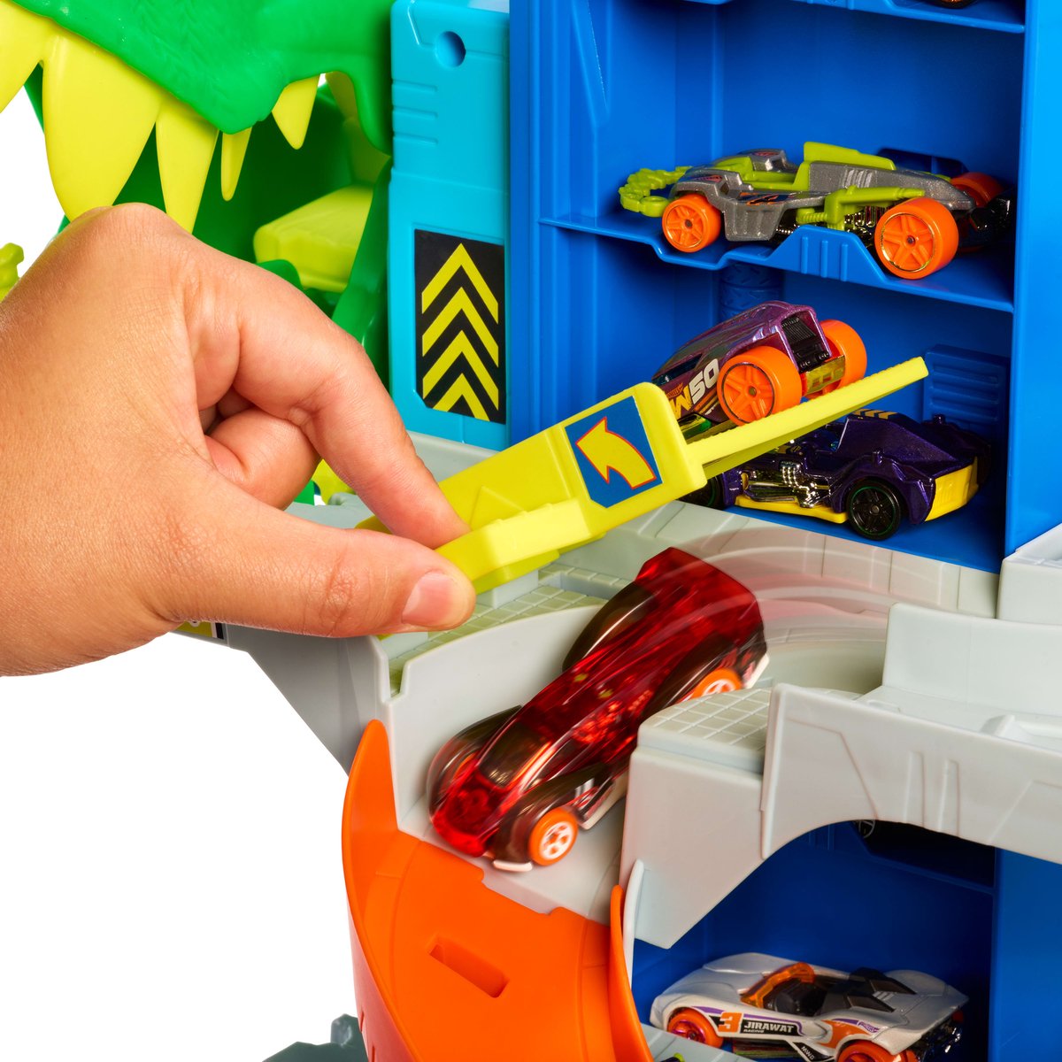 Hot Wheels City Ultieme T-Rex Garage - met 2 speelgoedauto's en opbergruimte voor meer dan 50 auto's — afbeelding 3