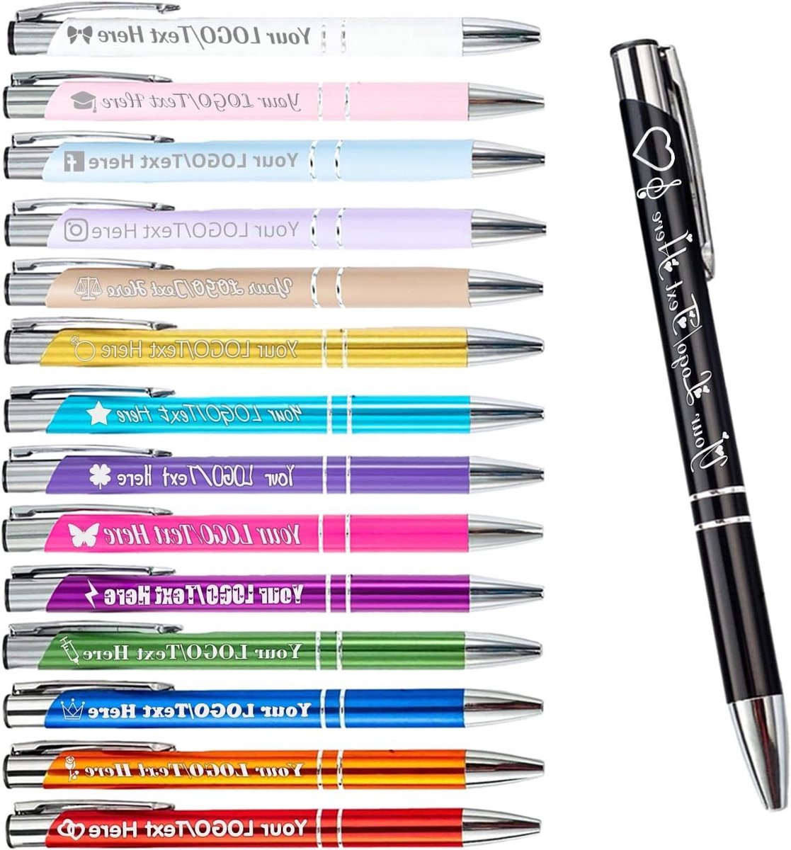 Gepersonaliseerde Pennen - Bedrukte Schrijfpen - Cadeau Geven - Gratis Naam Gravure - 10 Stuks - Geel Zwart