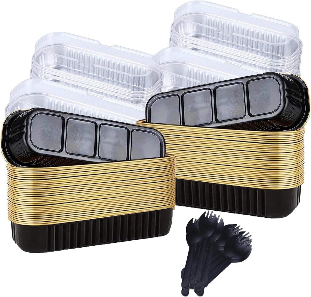 Mini Bakvormen - Cake Cups - Individuele Porties - Met Deksel - 20 Stuks - Zwart Goud