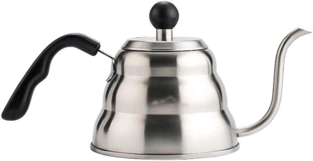 Waterkoker Voor Kachel - Theepot RVS - Koffie Zetten - Zwanenhals Gietuitloop - 1 Liter - Zilver