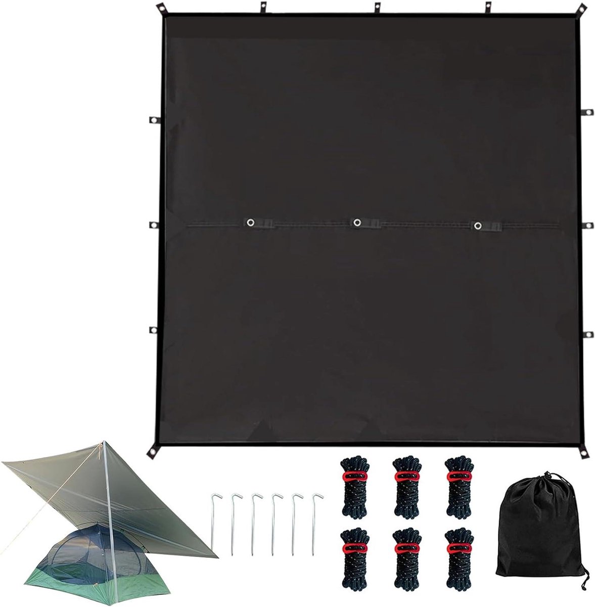 Tentzeil - Regenhoes Buiten - Outdoor Bescherming - Waterdicht Oxford Doek - 215 x 84 cm - Zwart