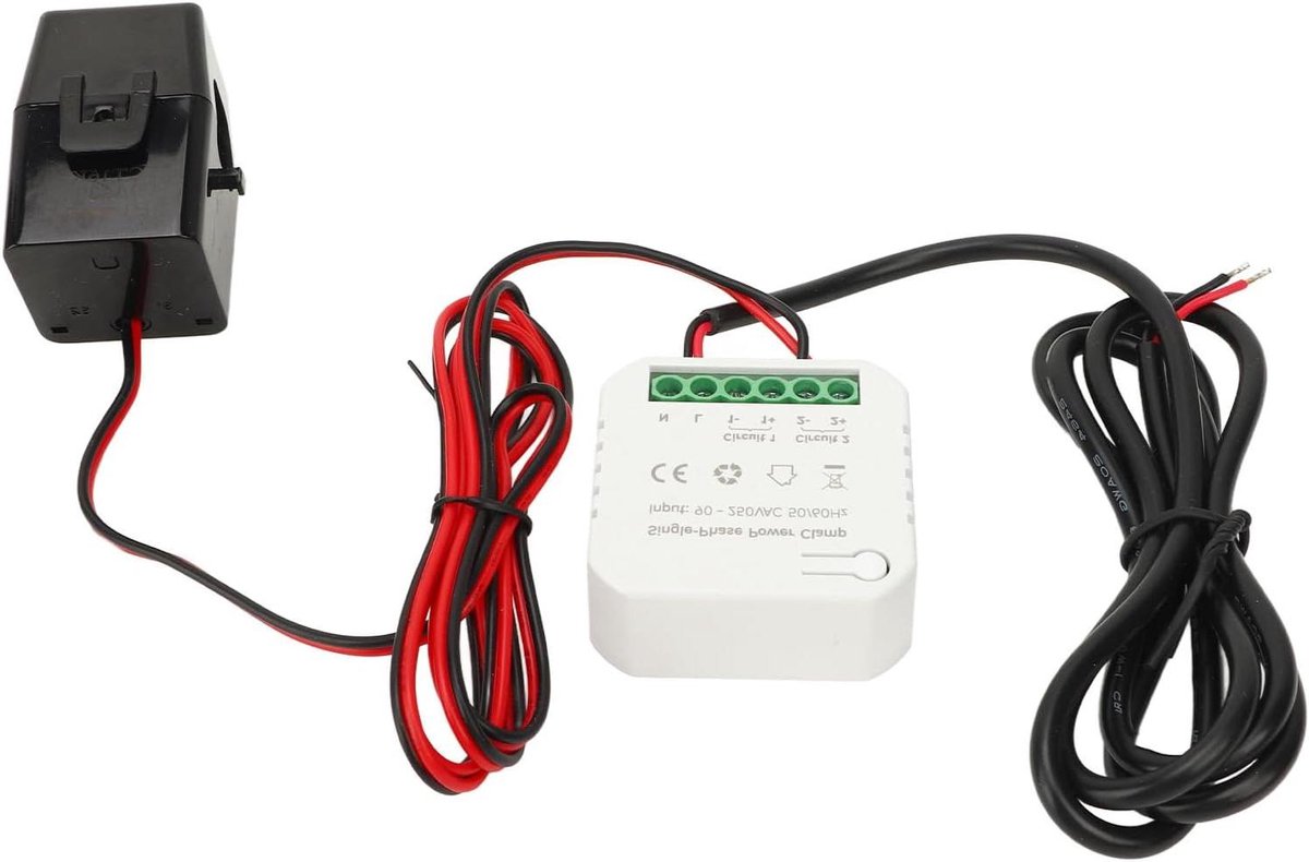Slimme Energiemeter - Stroomverbruik Monitor - Energie Verbruik Meten - Real-time WiFi Monitoring - 120A CT Sensor - Wit