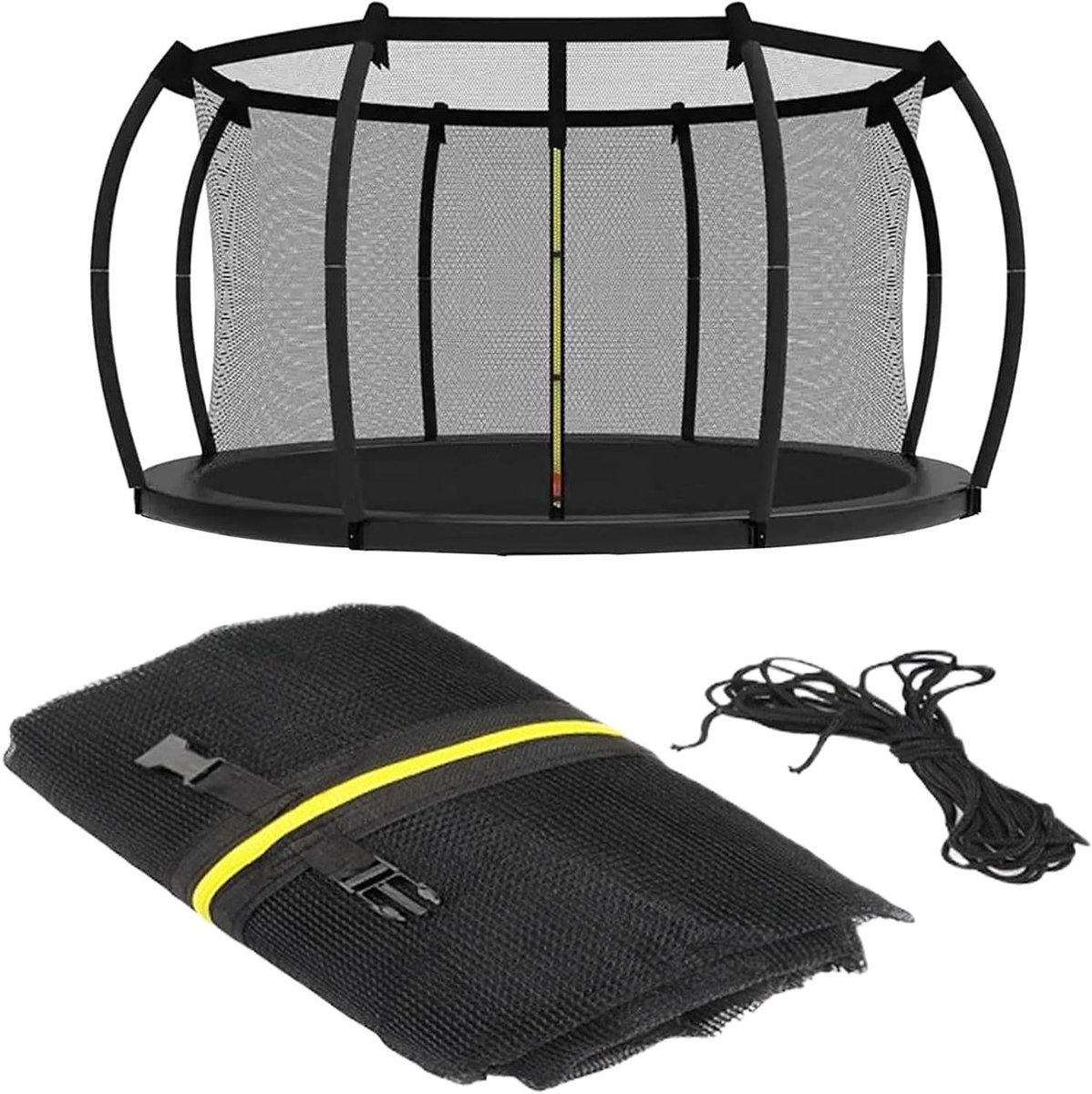 Trampoline Veiligheidsnet - Vervangingsnet Omheining - Veilig Springplezier - Slijtvast Nylon - 305 cm - Zwart