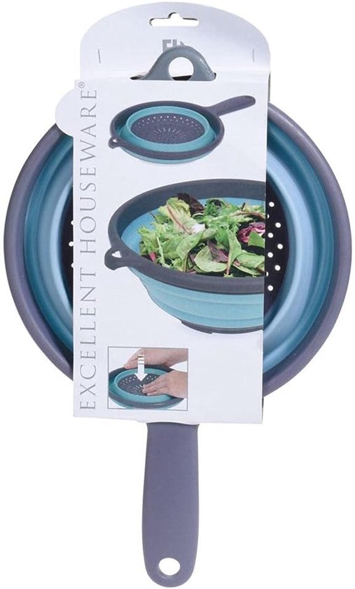 Vergiet Opvouwbaar - Keuken Zeef - Afspoelen Groenten - Ruimtebesparend Ontwerp - 23cm Diameter - Grijs — afbeelding 4