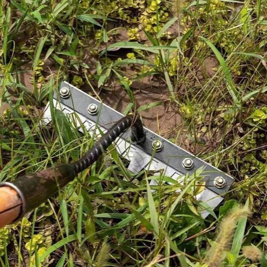 Onkruidwieder Hand - Onkruidtrekker Tuin - Tuin Onderhouden - Mangaamstaal Tanden - 8 Tanden - Grijs van Onkruidwieder — afbeelding 2