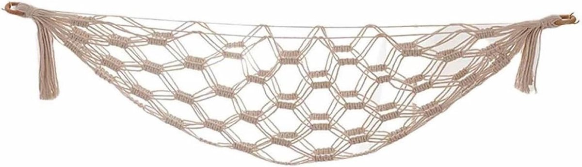 Speelgoed Hangmat - Knuffel Opberger - Kinderkamer Decoratie - Handgeweven Katoen - 115 x 28 cm - Wit