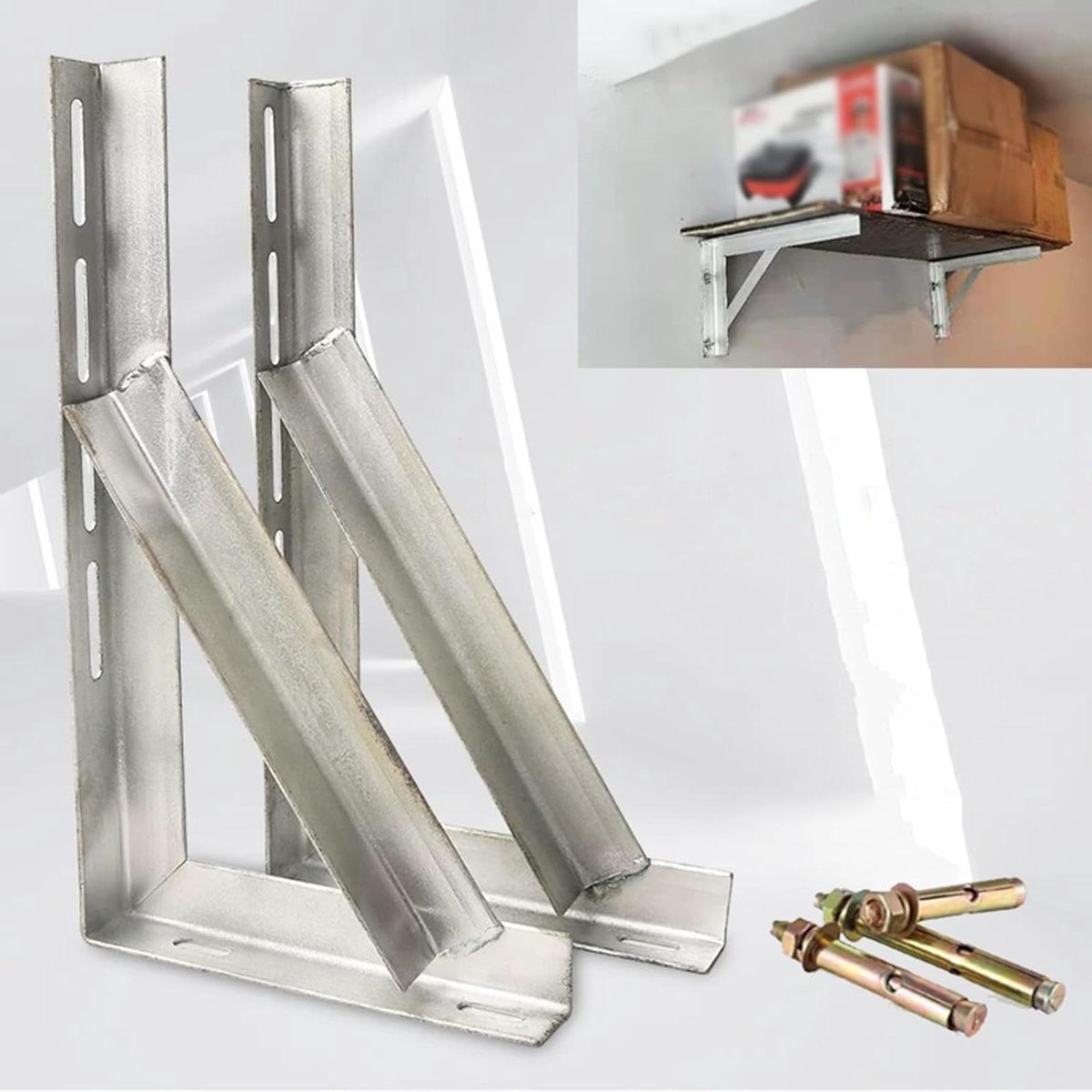 2 Stuks Zwevende Plankbeugels,Drijvende Plankdragers,90 Graden Schapsteunen,Metaal Zware Last Hoekbeugel Plankhouders,Planksteun voor Wandmontage,met Schroeven,Zilver (50cm)