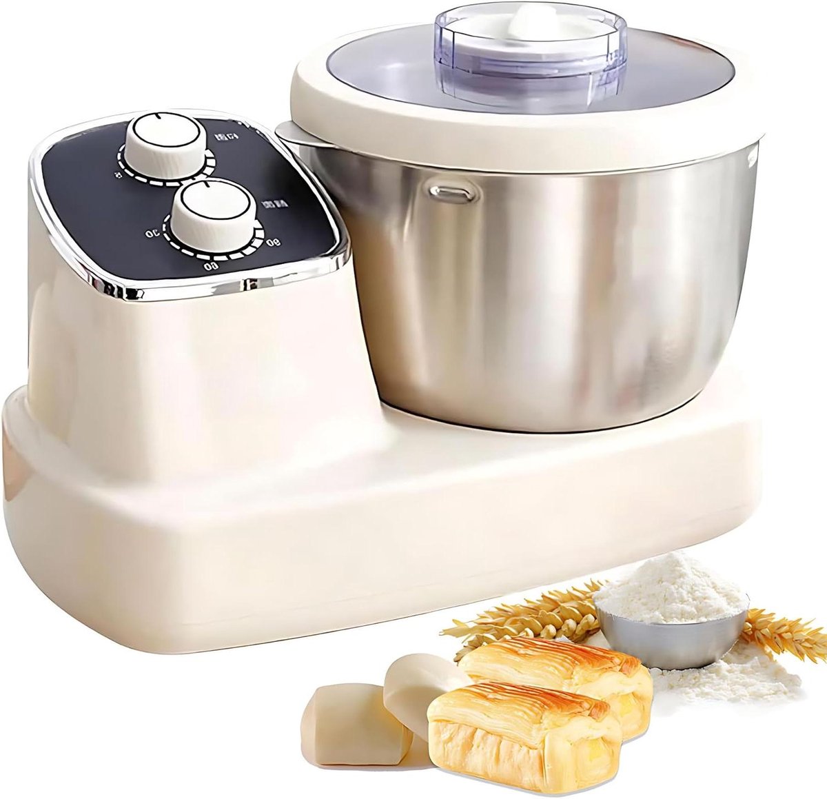 Deegkneedmachine - Keukenmixer - Bakken Thuis - Krachtige 500W Motor - 7L Kom - Romig Wit