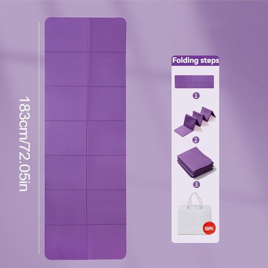 Yoga Mat - Gym Mat - Foldable Mat - Travel Yoga Mat - Exercise Mat Workout Portable Gym Mat Fitness Training Pilates Exercise Mat Workout for Women Men Household Mute Exercise Mat with Carry Bag — afbeelding 2