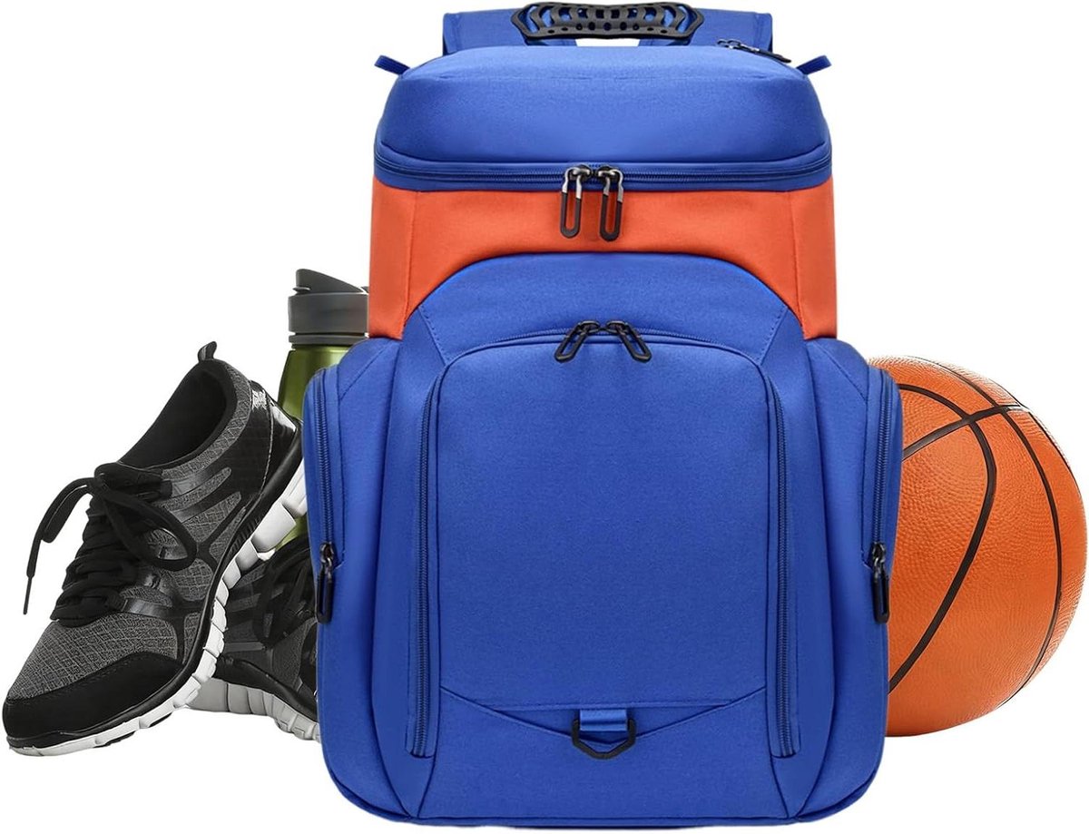 Sportuitrusting Tas - Gymtas Rugzak - Sport Training - Geoptimaliseerde Organisatie - 28 x 16 x 46 cm - Blauw Oranje