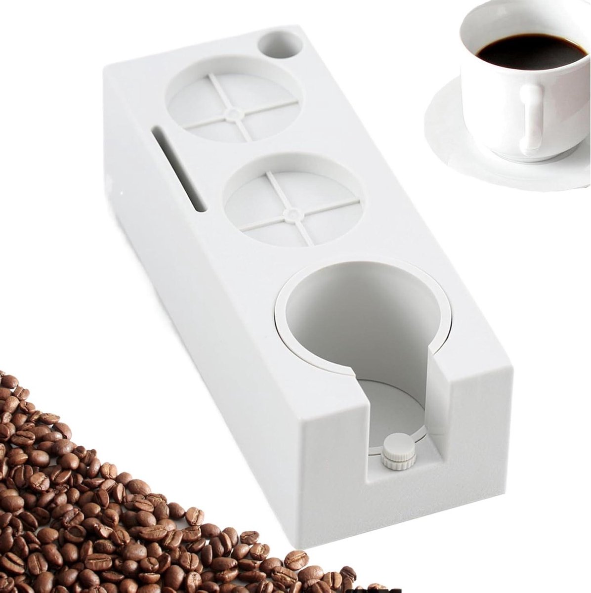 Espresso Tamping Station - Koffie Organizer - Espresso Bereiden - Verbeterde Stabiliteit - 24 x 8.9 x 7.5 cm - Wit