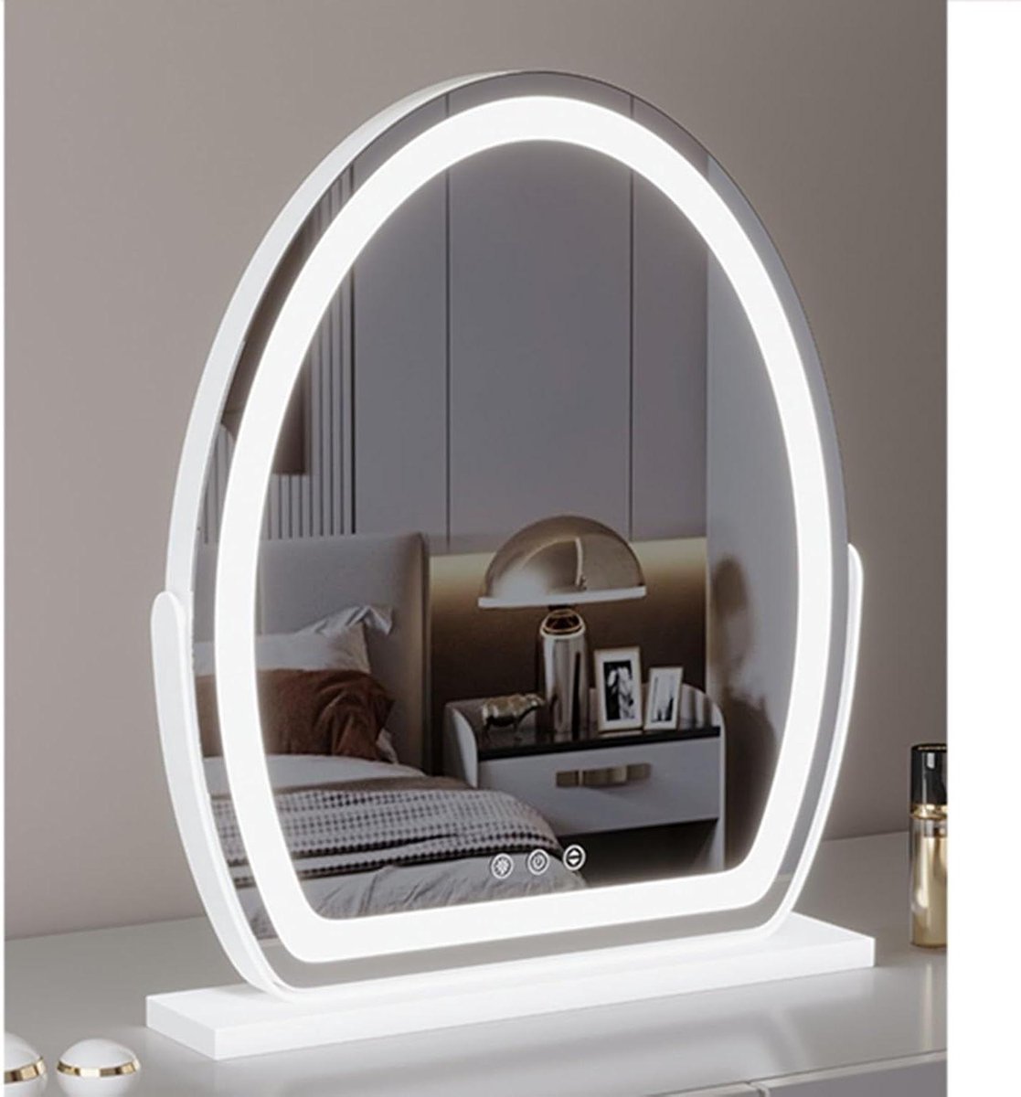 Kapspiegel met LED - Make-up spiegel - Make-up aanbrengen - 3 Kleuren Verlichting - 50 x 62 cm - Wit