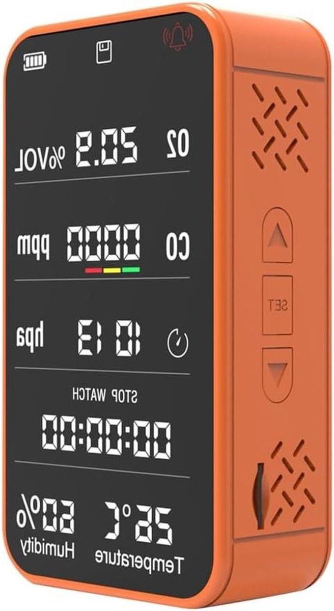 Luchtdetector - Meetinstrument - Binnen en buiten - Meerdere sensoren - ABS Materiaal - Oranje
