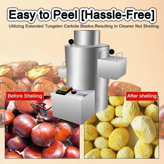 Automatische Kastanje Schilmachine - Schilapparaat Kastanjes - Snel Kastanjes Verwerken - Hoge Capaciteit 100 kg/u - 550W - Zilver — afbeelding 4