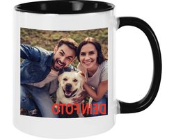 Bedrukbare Mok - Fotobeker - Koffie Moment - Eigen Ontwerp - 95 mm Hoog - Zwart