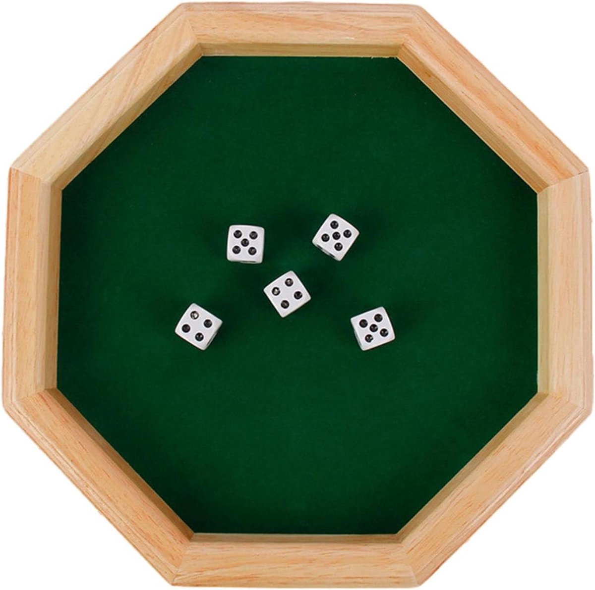 Dobbelstenen Dienblad - Kubusopslag Hout - Spelplezier Vergroten - Achthoekig Ontwerp - 10.5 x 10.5 x 2.8 cm - Niet gespecificeerd