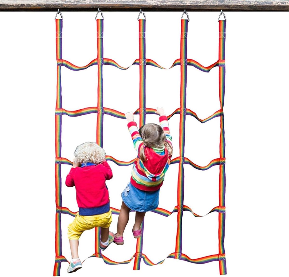 Klimnet voor Kinderen - Speeltouw Net - Buiten Spelen - Hoge Gewichtscapaciteit - 145 x 185 cm - Multicolor