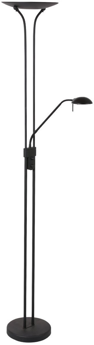 Mexlite Biron vloerlamp - ingebouwd LED - uplighter - met leesarm - zwart