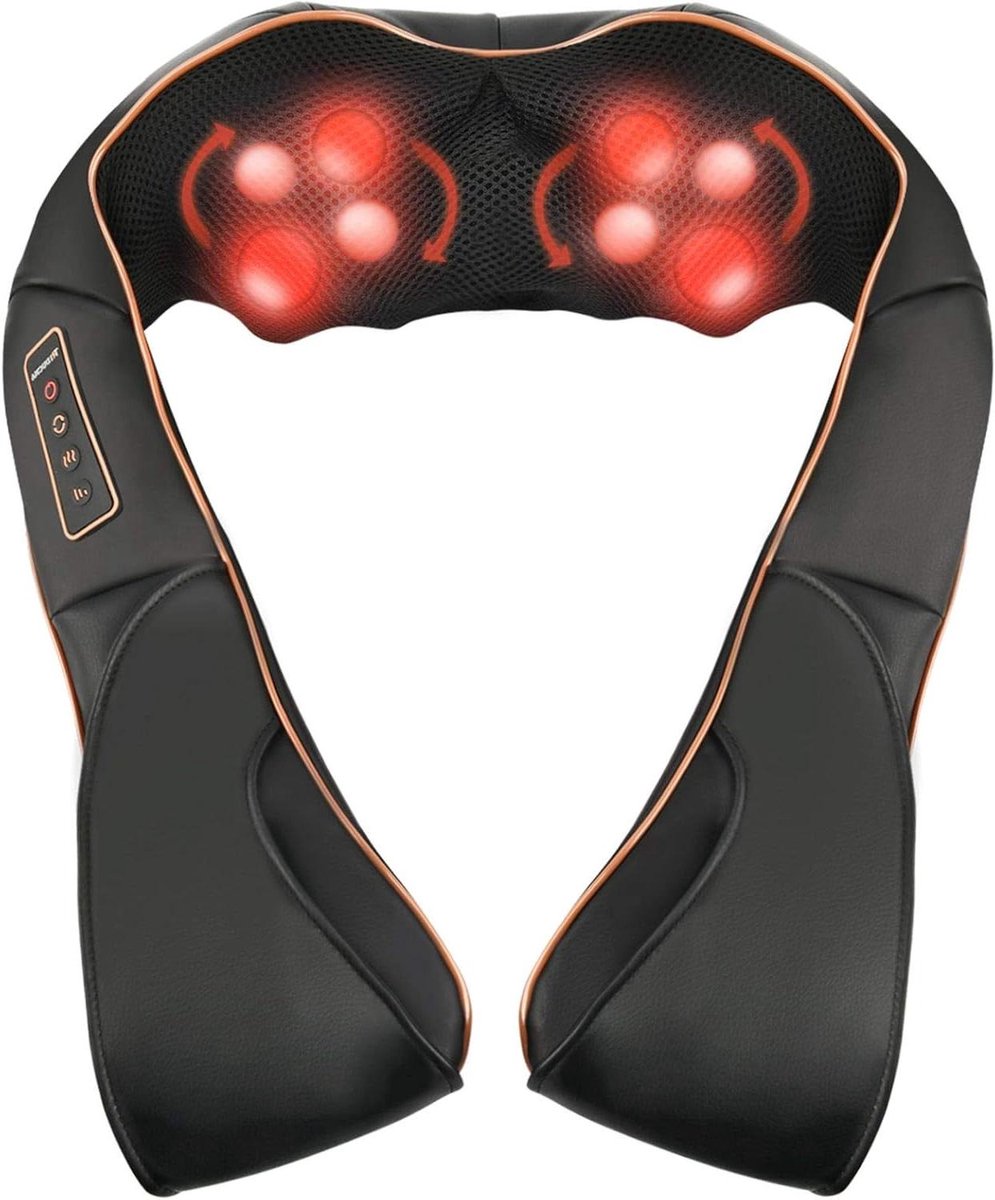 Elektrische massageapparaat - Nek en schouder - Ontspanning thuis - Verwarmingsfunctie - 38 cm - Zwart