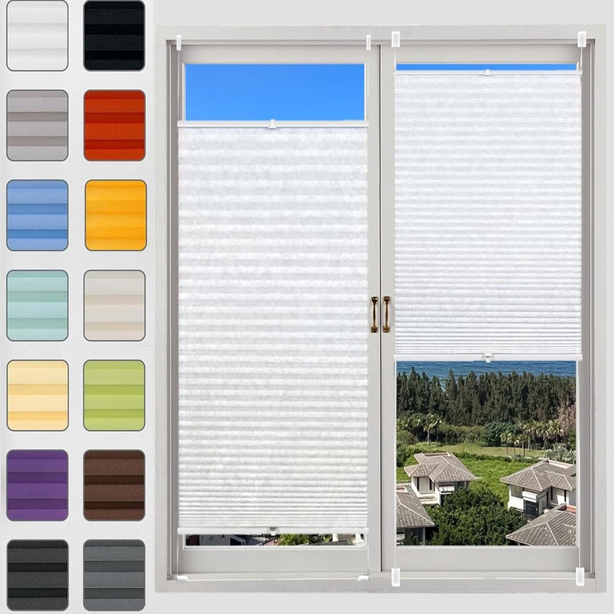 Plissé Gordijn - Vouwgordijn Raamdecoratie - Privacy Creëren - Zonder Boren - 30x60 cm - W