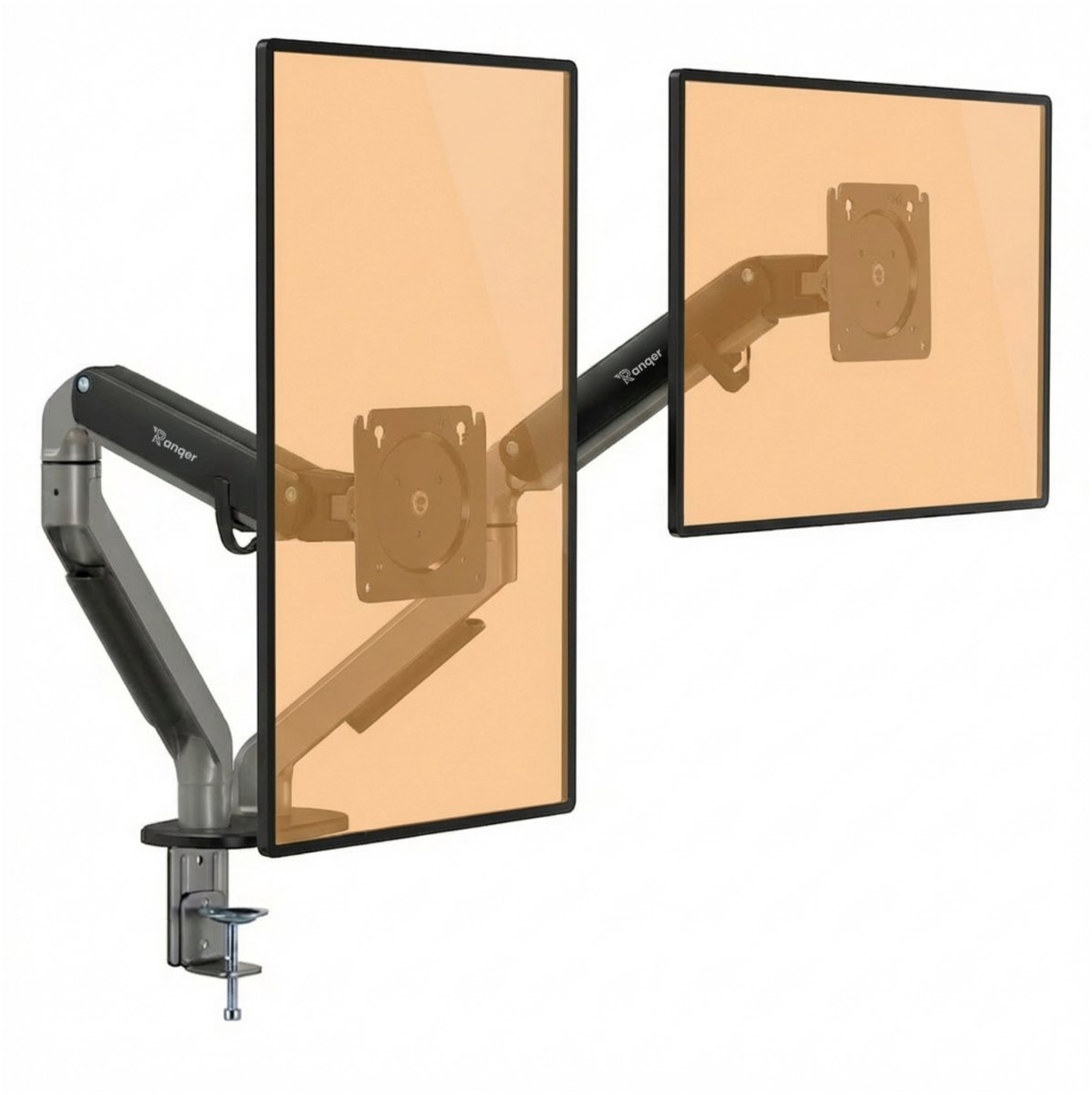 Ranqer Pro Dual Monitorbeugel - Monitorarm - 2 schermen - 17 tot 32 inch schermen - VESA-montage - kantel- en draaibaar - space grey