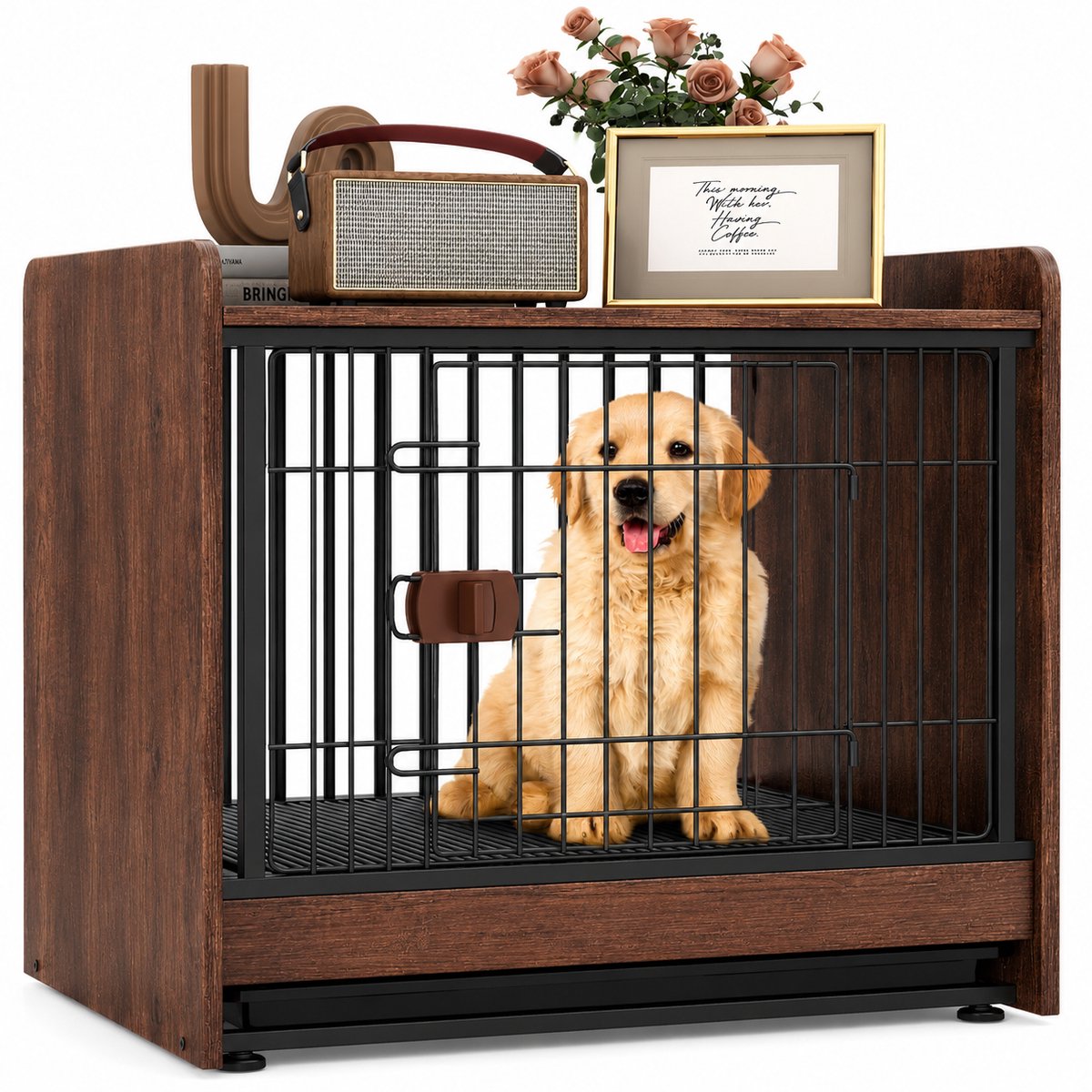 A.U.D Essentials -2-in-1 Hondenkooi Nachtkastje - Hondenbench - Hondenmeubel - Multifunctioneel - Bruin - 62 x 49,5 x 61 cm