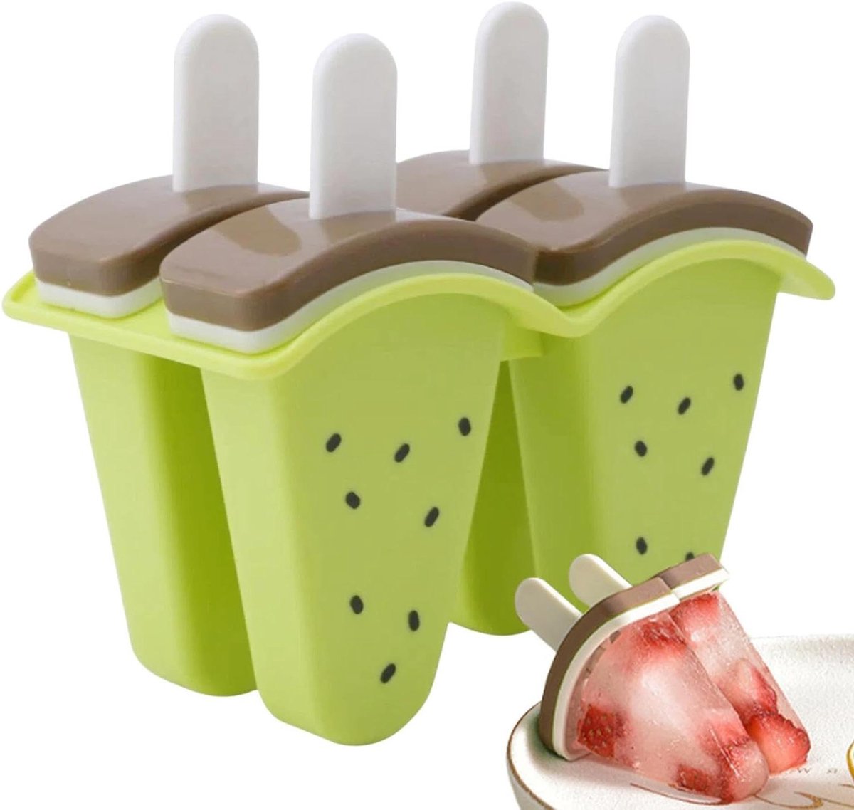 Waterijsjes Vormen - IJslolly Set - Zomerse Desserts Maken - Geurvrije Vriezer Opslag - 4 Vakjes - Niet gespecificeerd