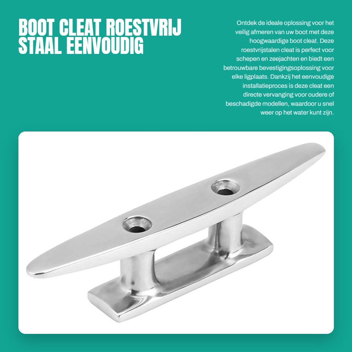 Dailygoods- Touw Cleat Roestvrij Staal - 4 Inch - Marine Yacht - Ligplaats - Dock - Eenvoudig te Installeren - Bootaccessoire