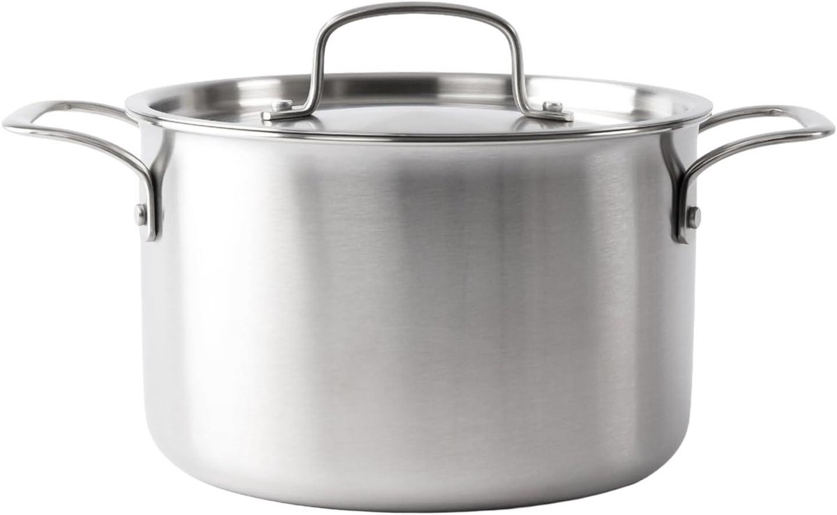 Kookpan RVS Soeppan Aluminiumkern Gelijkmatig Koken 5-laags Constructie 4 Liter Zilver