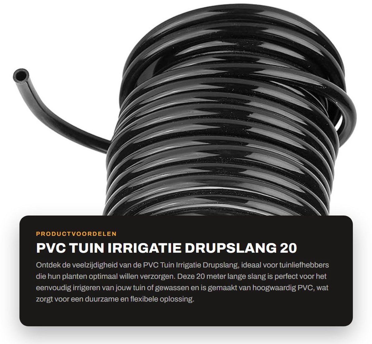 Dailygoods- Druppelslang 20 meter - PVC-kunststof - Tuinwaterirrigatie - Temperatuurbestendig - Zwart - Multifunctioneel - Tuinslang