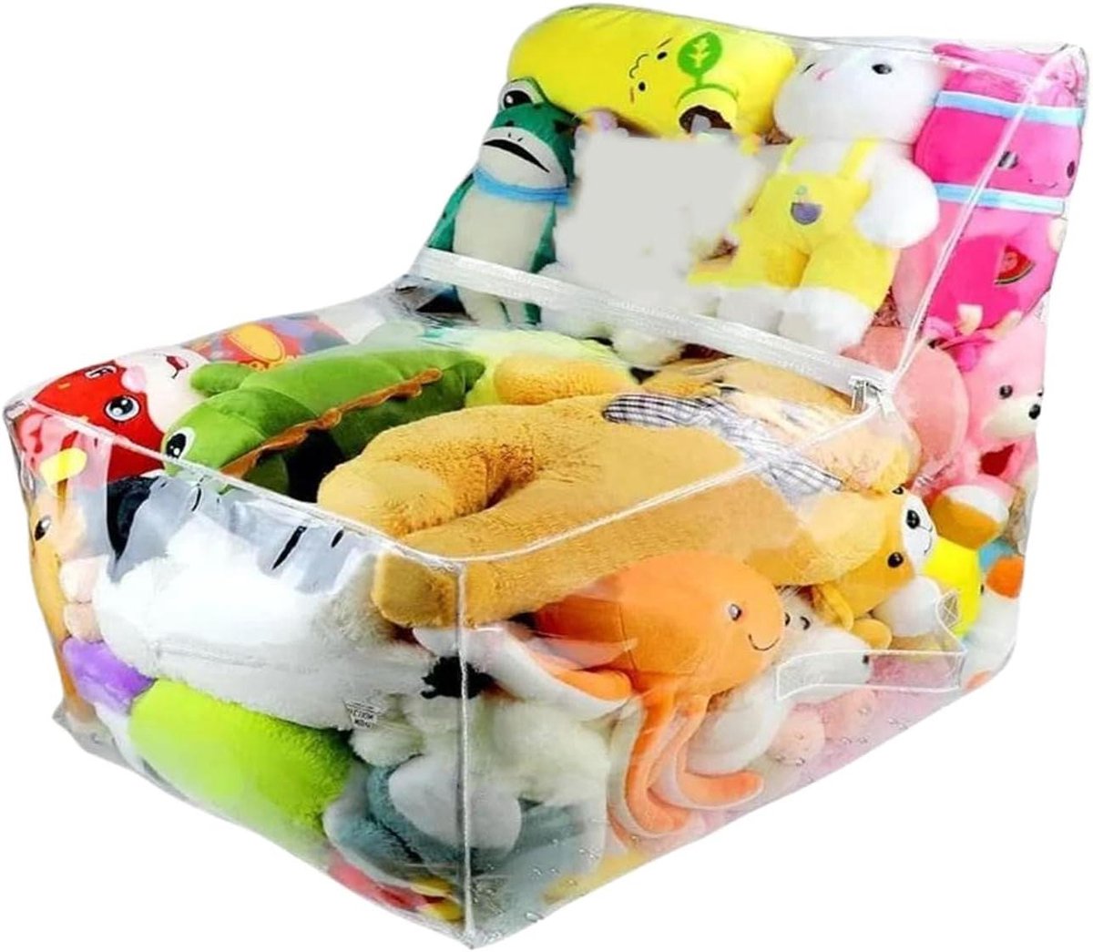 Zitzak Speelgoed - Opbergstoel Knuffels - Ruimte Organiseren - Waterdicht PVC Materiaal - 36 cm Lengte - Transparant