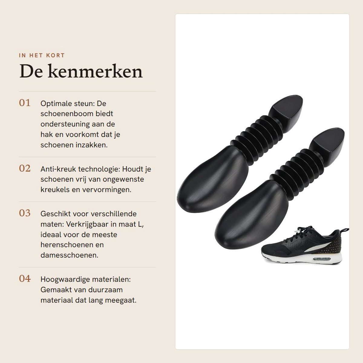 Dailygoods- Schoenleest Professioneel - Schoenspanner - Schoentrekker - Antikreuk - Hielondersteuning - Geschikt voor Mannen/Vrouwen - Schoenstrekker