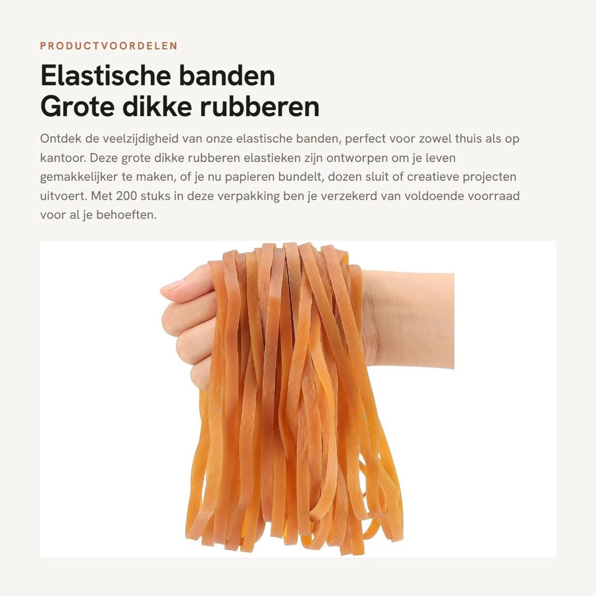 Dailygoods- Elastische Banden 200 Stuks - Dikke Rubber Banden - Herbruikbaar - Kantoorbenodigdheden - 20 cm Lengte - 4 mm Breedte - Rubberen Elastiekjes
