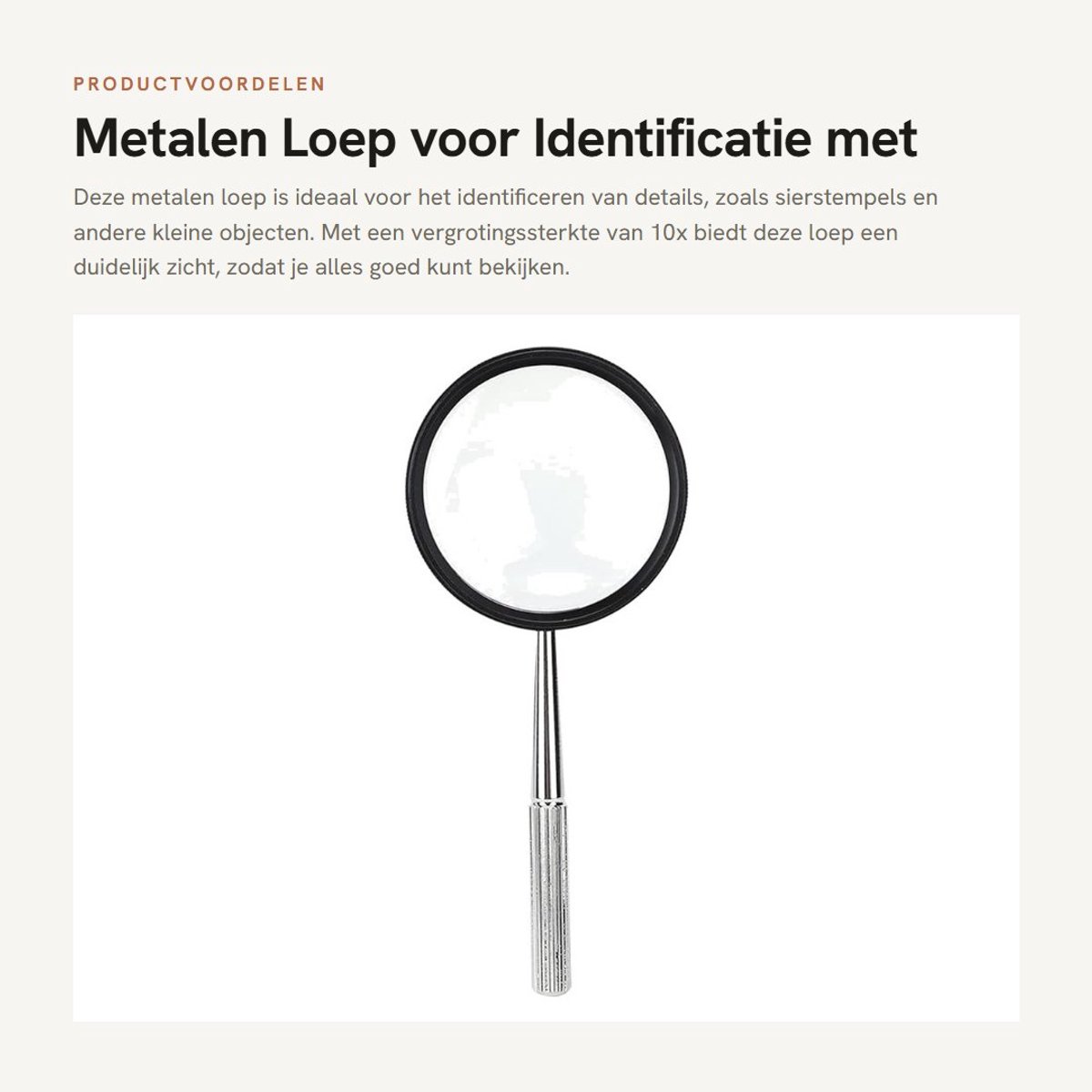 Dailygoods- Loep 35 x 50 mm - Metalen Loep - Vergrootglas voor Identificatie - Lezen van Teksten - Geschikt voor Sierstempels - Afstand 3-5 cm