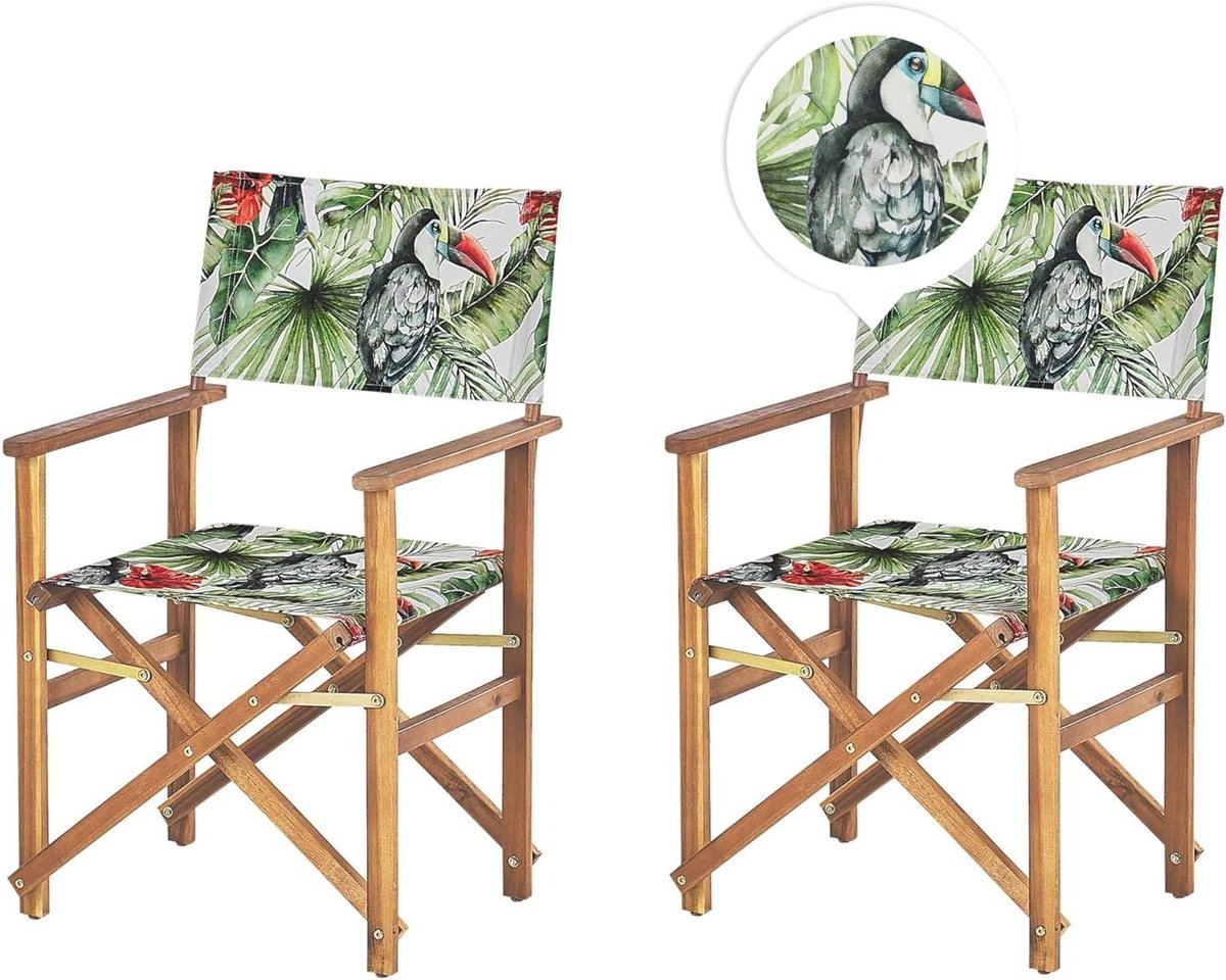 Tuinstoelen Set - Hout Acaciaboom - Buiten Ontspannen - Verstelbare Rugleuning - 4 stuks - Groen