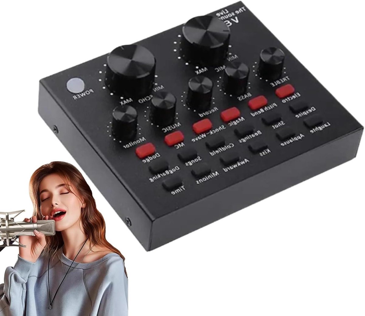 Live Geluidskaart - Audio Mixer - Content Creatie - Draadloze Connectie - 14 cm Breed - Zwart