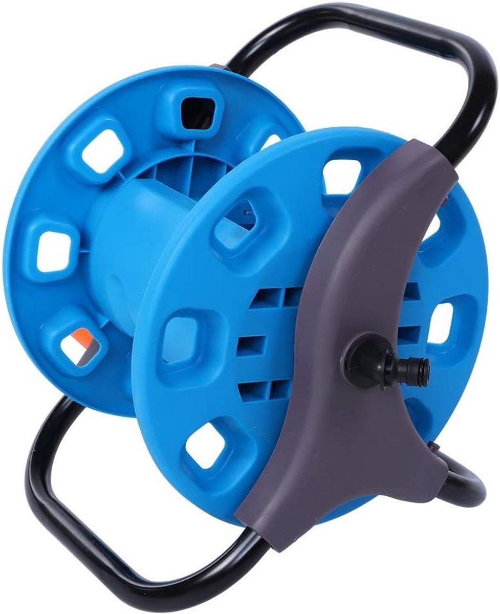 Slanghaspel Kar - Water slanghouder - Tuin water geven - Snel en soepel oprollen - Houdt 20m slang - Zwart