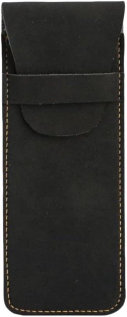 Pennenetui Leer - Pen Etui - Pennen Opbergen - Slijtvast PU Leer - 16*6 cm - Zwart