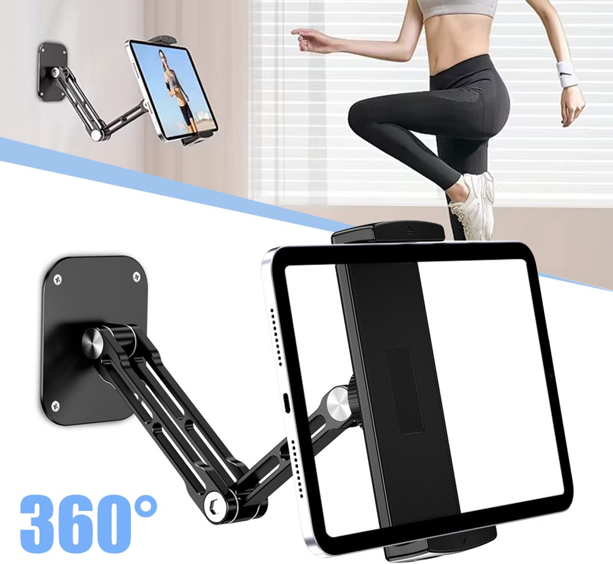 Tablet Muurhouder - Uitschuifbare Ipad-Wandhouder Van Aluminium - 360° Draaibaar Voor Alle Telefoons En Tablets Van 4.7 Tot 13 Inch