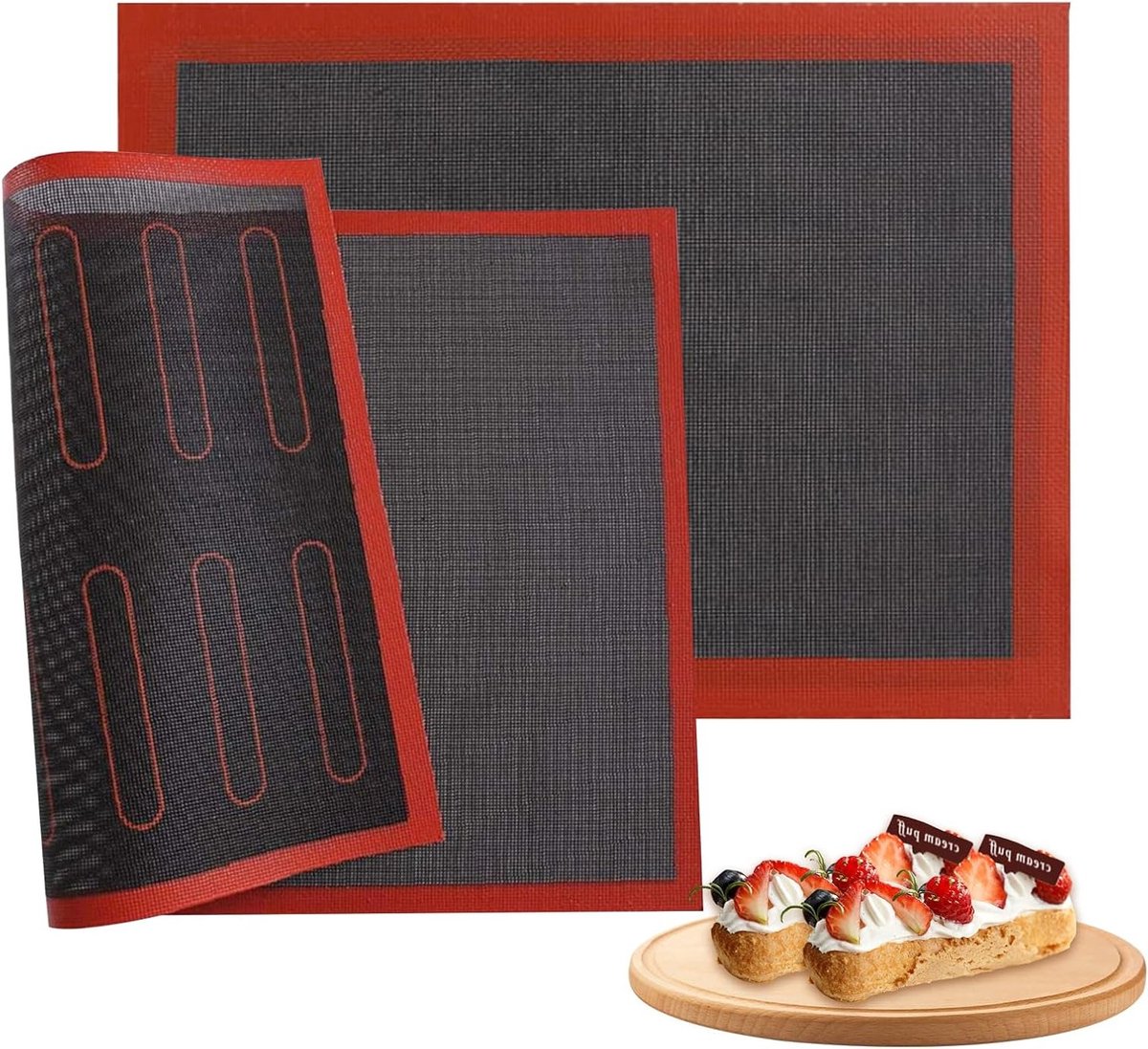Set van 2 Herbruikbare Silicone Bakmatten 40 x 30 cm, Antiaanbakmat voor Oven, Perfect voor Brood, Koekjes en Pizza