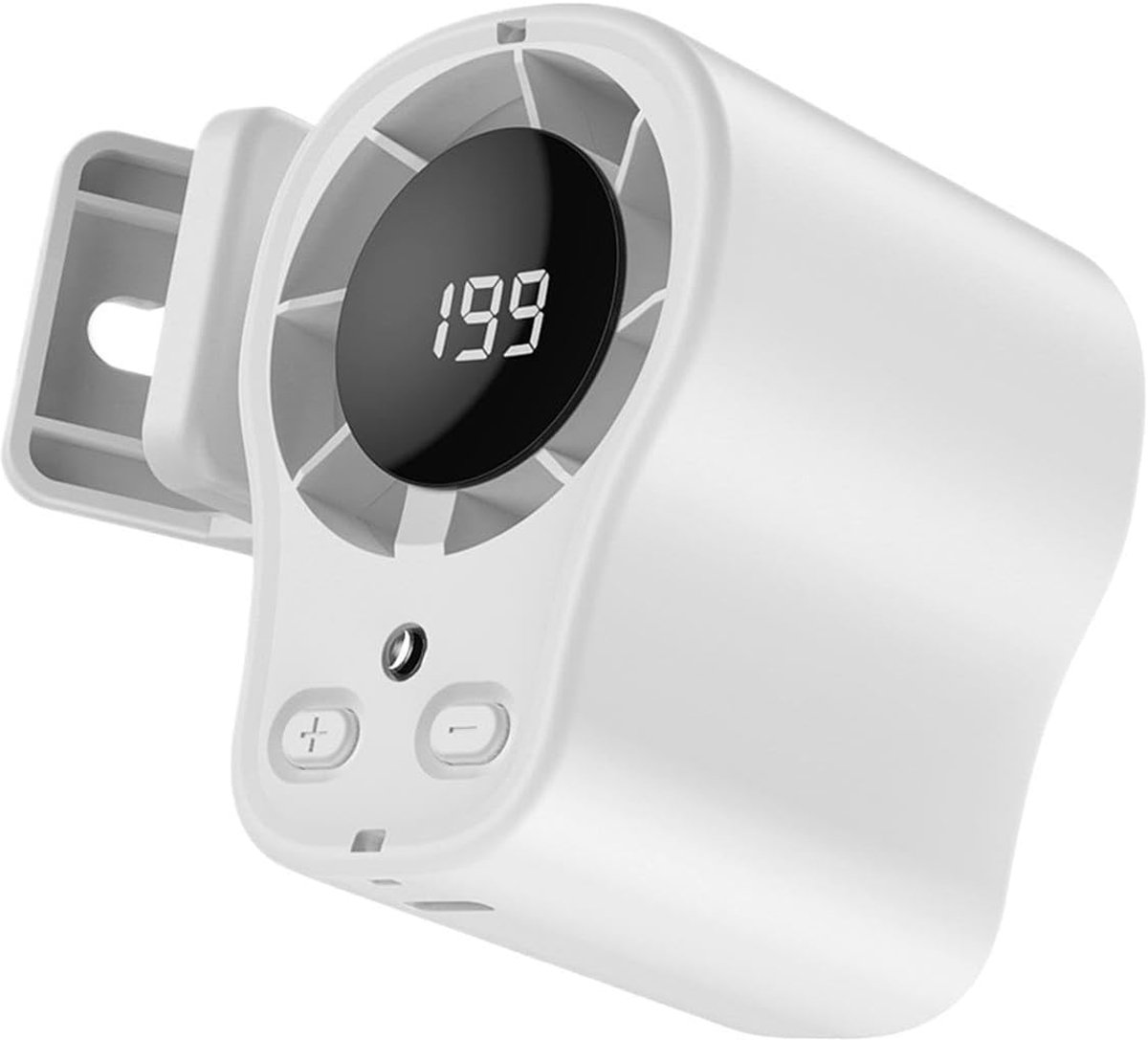 Ventilator - Clipventilator - Autoventilator - Draagbaar - LED-display - 360° draaibaar, geschikt voor binnen- en buitengebruik, ook te gebruiken als persoonlijke ventilator voor kamperen, reizen, picknicks, enz., wit.
