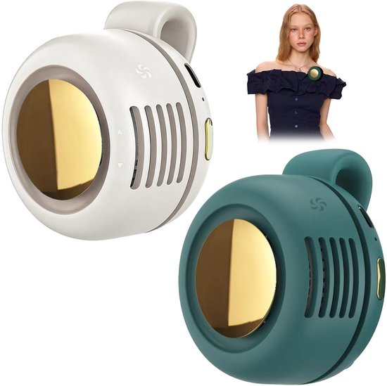 Mini Clip-On Ventilator 2 Stuks – Draagbare USB Ventilator 3 Snelheden, Stil, 360° Draaibaar, Bladloos, Lichtgewicht