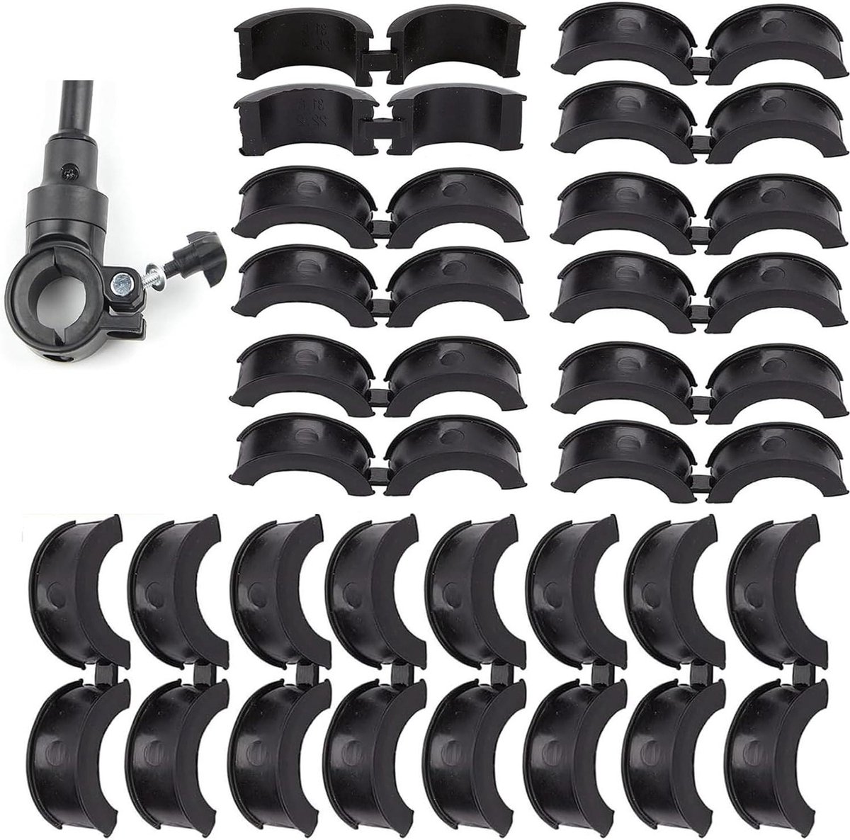 Fiets Stuur Rubbers - Stuur Dichtingen - Vibratie Dempen - Antislip Grip - 20 Stuks - Zwart