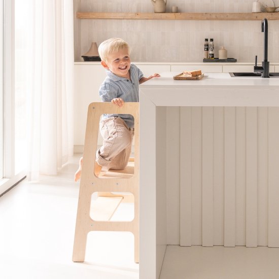 Jindl houten montessori leertoren houtkleur - Het handige hulpje in de keuken - kitchen helper
