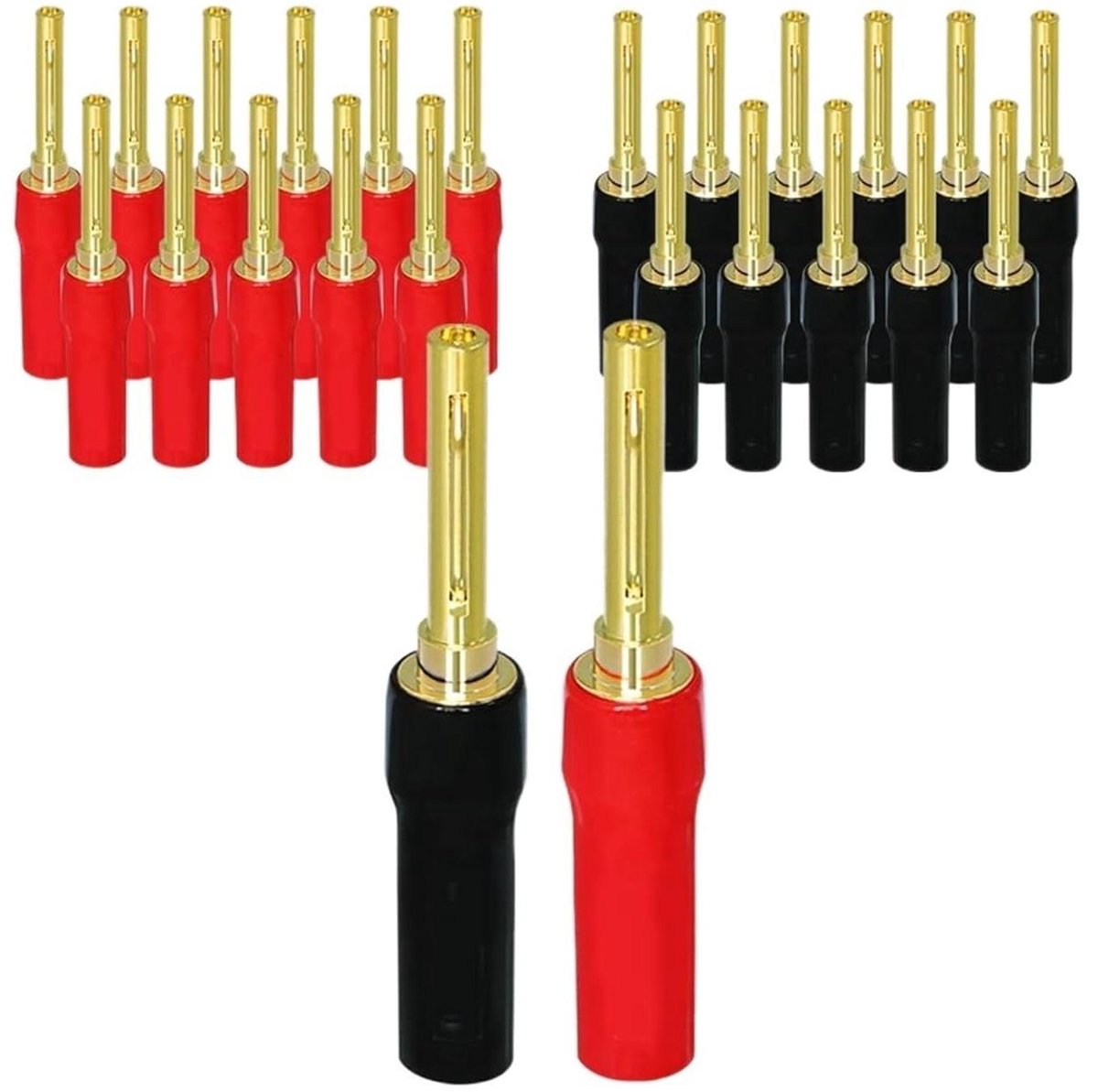 Banaanstekkers - Audio Connectoren - Luidspreker Aansluiten - Vergulde Koper - 4mm Doorsnede - Elastische Pin