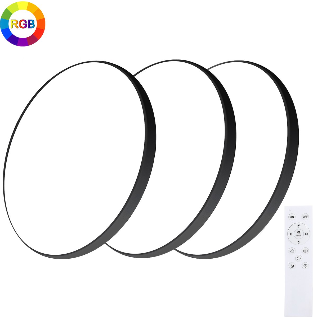 Oraymin 3x RGB Plafondlamp - LED Verlichting - Afstandsbediening - 24W - Ø30cm
