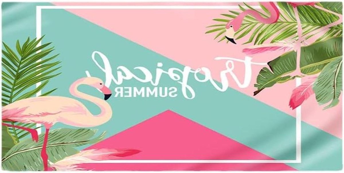 Strandlaken Flamingo - Badhanddoek Microvezel - Zon Genieten - Sneldrogend Zandvrij - 80x1