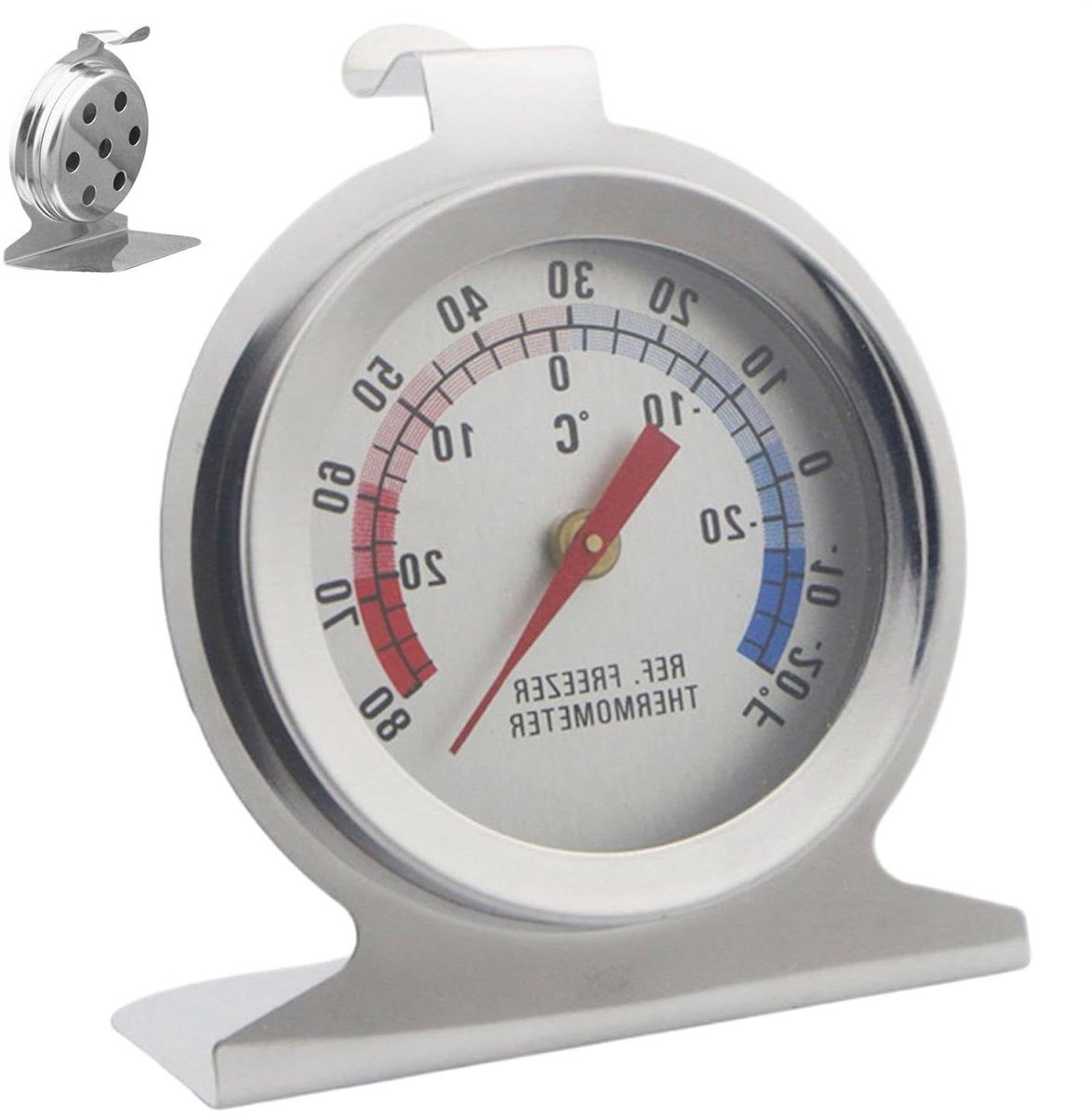 Koelkast Temperatuurmeter - Analoge Monitor - Voedsel Bewaren - Roestvrijstalen Behuizing - 72 cm Lengte - Zilver