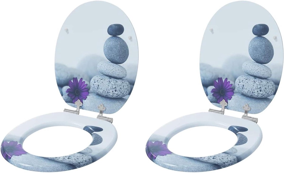 Toiletbril 2 stuks - Toiletdeksel set - Badkamer renovatie - Zacht sluitend deksel - 44 x 38 cm - Grijs
