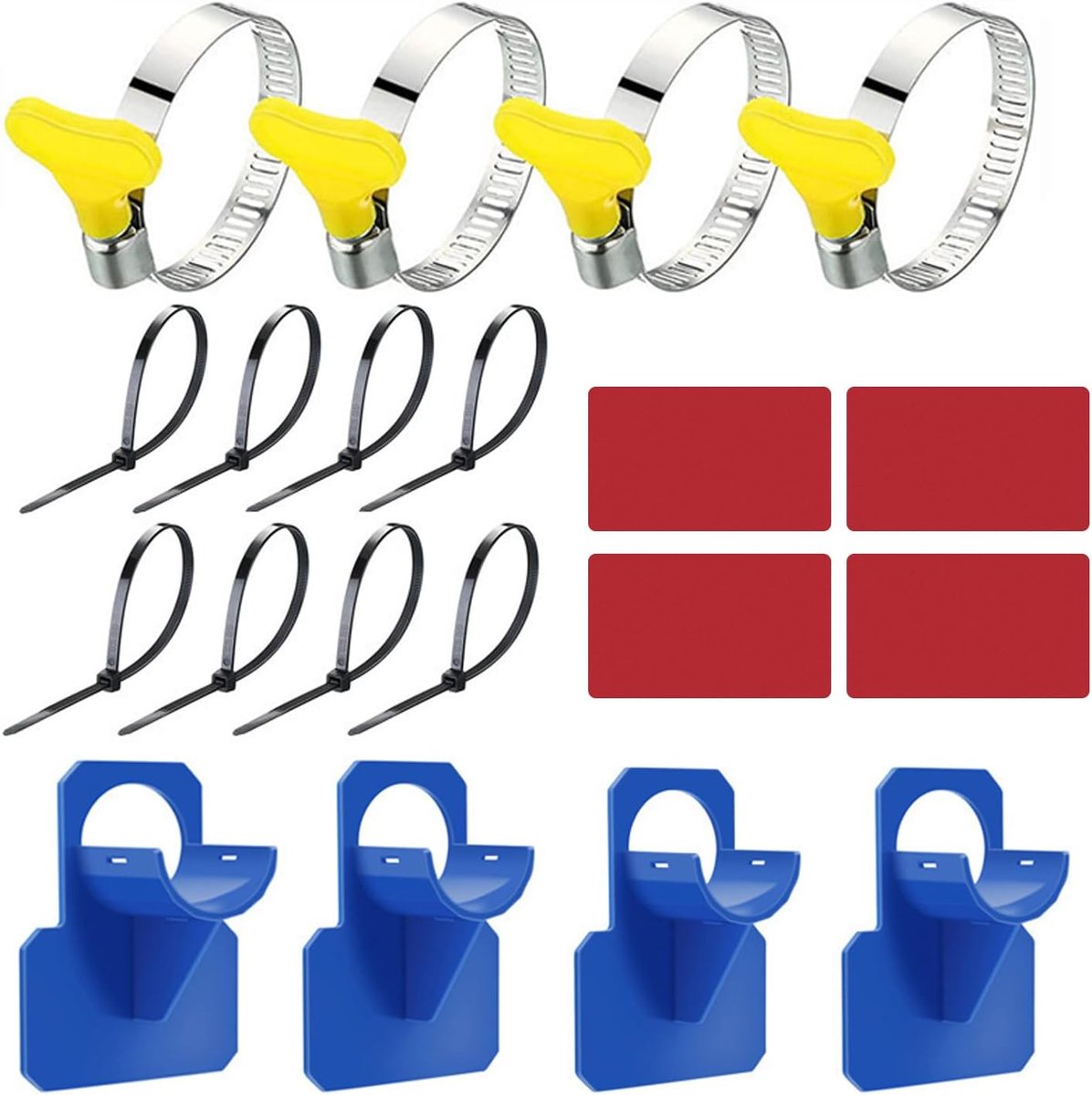 Zwembadbuissteunset, bevestigingsbeugel voor zwembuis met kabelbinders en klemmen, montagebeugel voor slanguitlaat, duurzame accessoireset - blauw